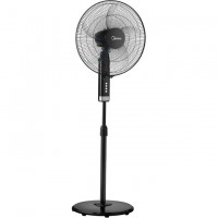 Midea Stand Fan 18" Inch FS45-25MT-BK,Copper Motor, 75W, Reach to 1300 RPM, 5 Blades Durable ABS impact Resist, Whisper Quiet 6% Quieter, Adjustable length, reach to 157CM, Tech Wind Air Boost, Black