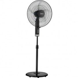 Midea Stand Fan 18" Inch FS45-25MT-BK,Copper Motor, 75W, Reach to 1300 RPM, 5 Blades Durable ABS impact Resist, Whisper Quiet 6% Quieter, Adjustable length, reach to 157CM, Tech Wind Air Boost, Black