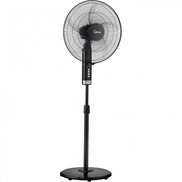 Midea Stand Fan 18" Inch FS45-25MT-BK,Copper Motor, 75W, Reach to 1300 RPM, 5 Blades Durable ABS impact Resist, Whisper Quiet 6% Quieter, Adjustable length, reach to 157CM, Tech Wind Air Boost, Black