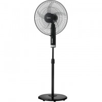 Midea Stand Fan 18" Inch FS45-25MT-BK,Copper Motor, 75W, Reach to 1300 RPM, 5 Blades Durable ABS impact Resist, Whisper Quiet 6% Quieter, Adjustable length, reach to 157CM, Tech Wind Air Boost, Black