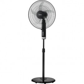 Midea Stand Fan 18" Inch FS45-25MT-BK,Copper Motor, 75W, Reach to 1300 RPM, 5 Blades Durable ABS impact Resist, Whisper Quiet 6% Quieter, Adjustable length, reach to 157CM, Tech Wind Air Boost, Black