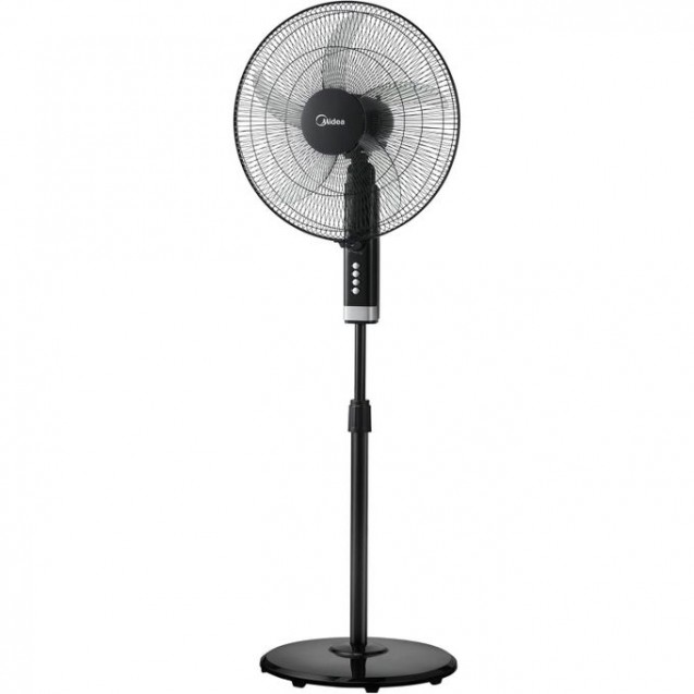 Midea Stand Fan 18" Inch FS45-25MT-BK,Copper Motor, 75W, Reach to 1300 RPM, 5 Blades Durable ABS impact Resist, Whisper Quiet 6% Quieter, Adjustable length, reach to 157CM, Tech Wind Air Boost, Black