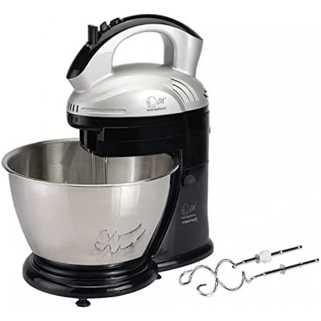 Black and White Stand Mixer, 280 Watt, Stainless Steel