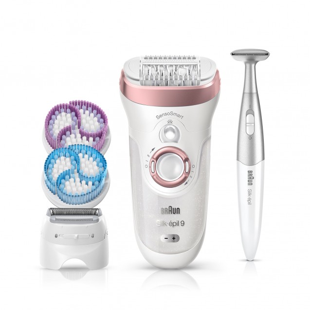 Braun Silk-epil 9 Wet and Dry Epilator, White / Pink - SES9-985BS