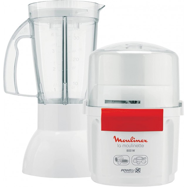 Moulinex La Moulinette Chopper With Blender, 800 Watt, White 