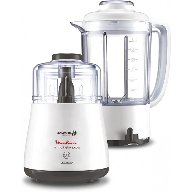Moulinex La Moulinette Chopper With Blender, 1000 Watt, White