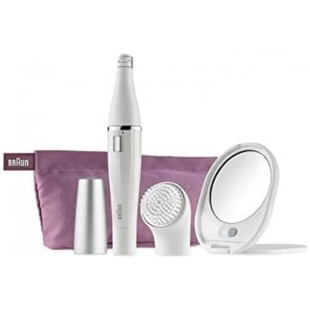 Braun Face 830 Premium Edition - facial epilator & facial cleansing brush with micro-oscillations - including a lighted mirror and beauty pouch