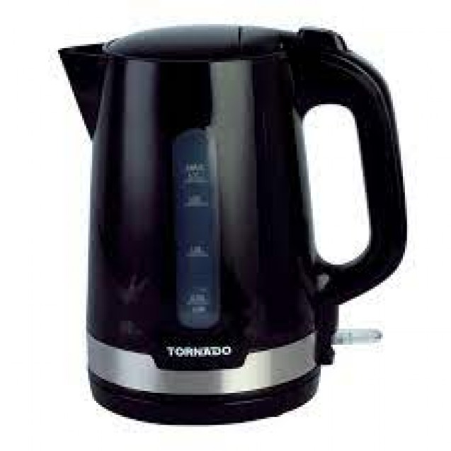 TORNADO Plastic Kettle 1.7 Liter In Black 