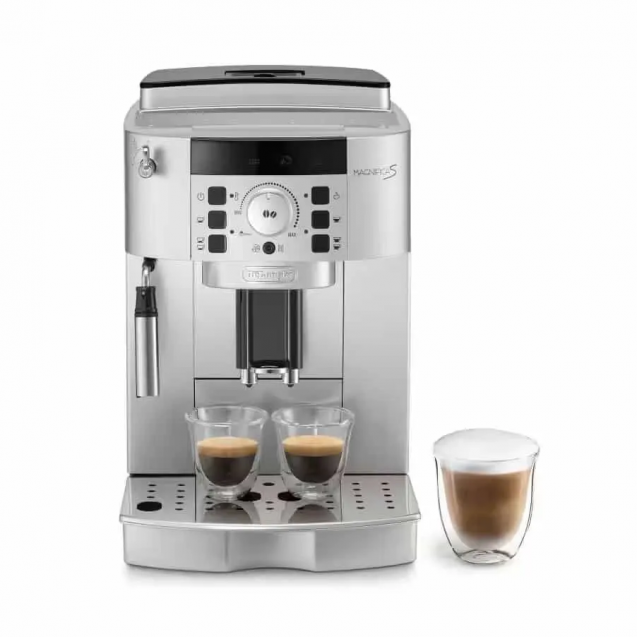 De'Longhi MAGNIFICA S SMART Bean To Cup Fully Automatic Coffee Machine With Milk Frother, Built In Grinder, Americano, Cappuccino, Latte, Macchiato & Espresso Maker ECAM22.110.B Black and silver