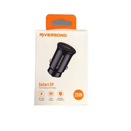 Riversong car charger Safari S9 1x USB 1x USB-C 20W black CC22