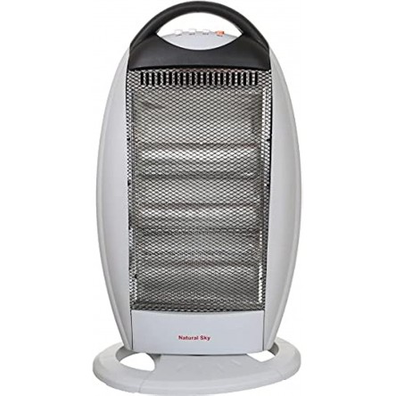 Natural Sky Halogen Heater 3 Candles 1200 Watt,Gray With REMOT