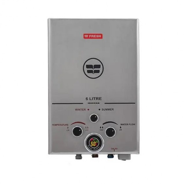 Fresh Gas Water Heater 6 Liter Digital Stainless With Adapter