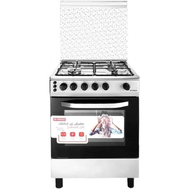 Fresh Rock Digital Gas Cooker, 4 Burners, 60 cm, Silver