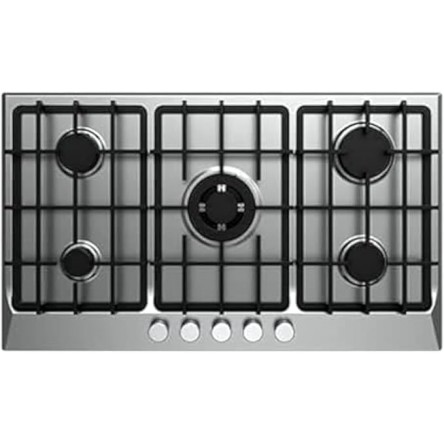 Fresh HAFR90CMS Stainless Steel Built-in Hob, 5 Gas Burners, 60 x 90 cm -  Silver