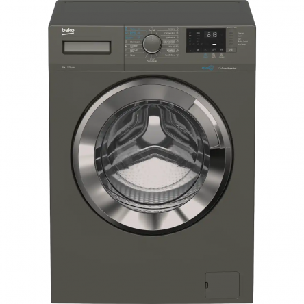 Beko Front Load Automatic Washing Machine, 9 KG, Inverter Motor, Gray