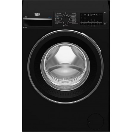 Beko Washer 10 KG - 1600 RPM - Steam - Extra Large Door - Bluetooth Control And Notifacation - Digital - Piano Black