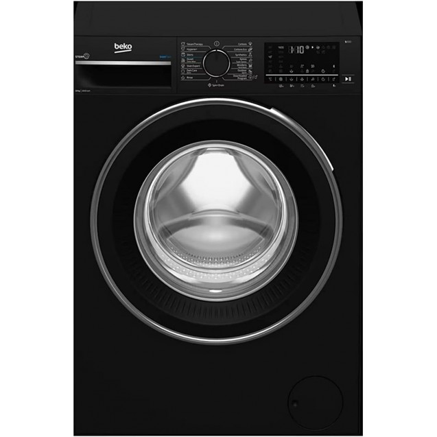 Beko Washer 10 KG - 1600 RPM - Steam - Extra Large Door - Bluetooth Control And Notifacation - Digital - Piano Black