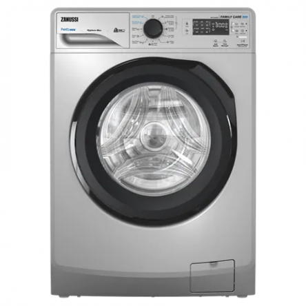 ZANUSSI 7KG PERLAMAX FRONT LOAD WASHING MACHINE 1200 RPM - SILVER, BLACK DOOR