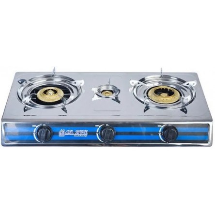 ATA Flat Cooker 3 Burners Stainless