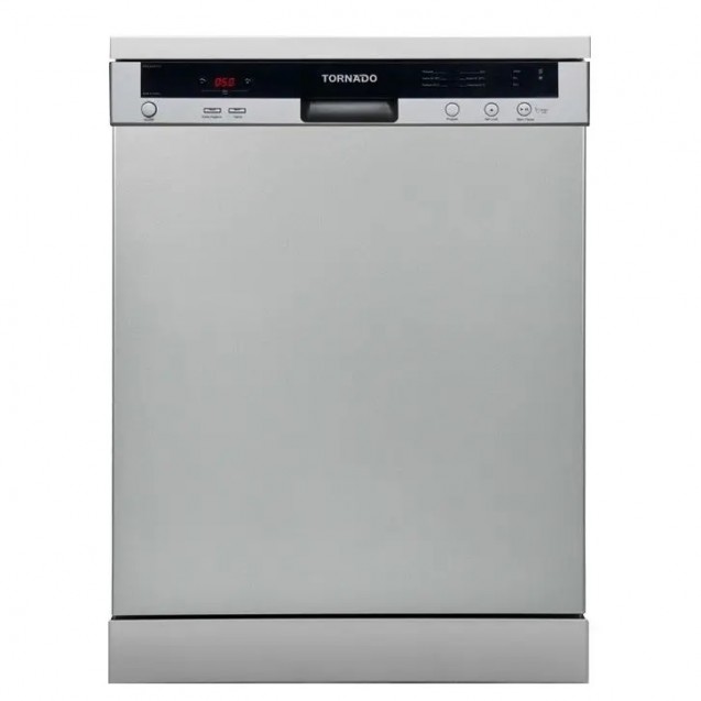 TORNADO Dishwasher 12 Person, 60 cm, Digit, 6 Programs, Silver