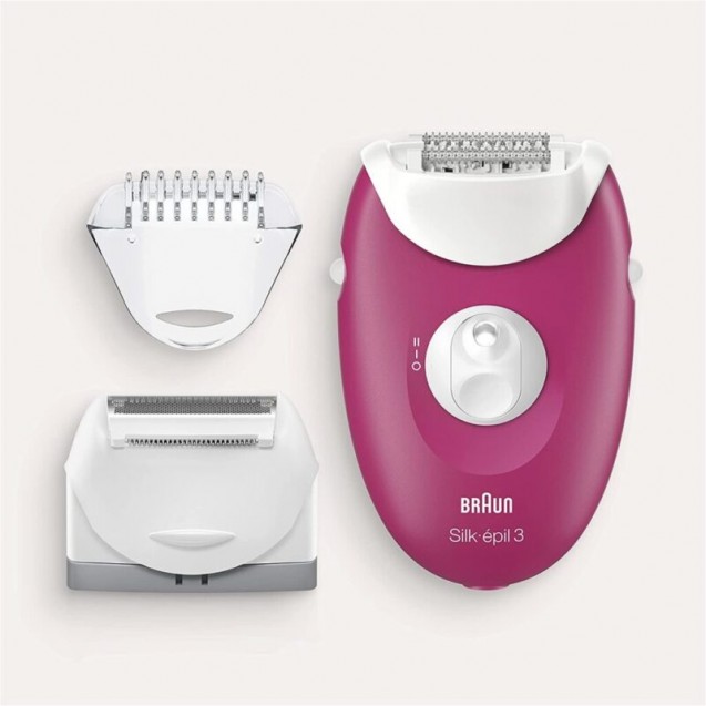 Braun Silk-epil 3 Epilator For Women, Raspberry Pink - 3-410