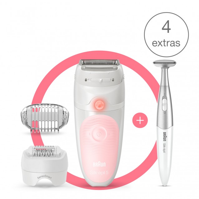 Braun Silk-epil 5 Wet & Dry Epilator for Women, White - SES5-620