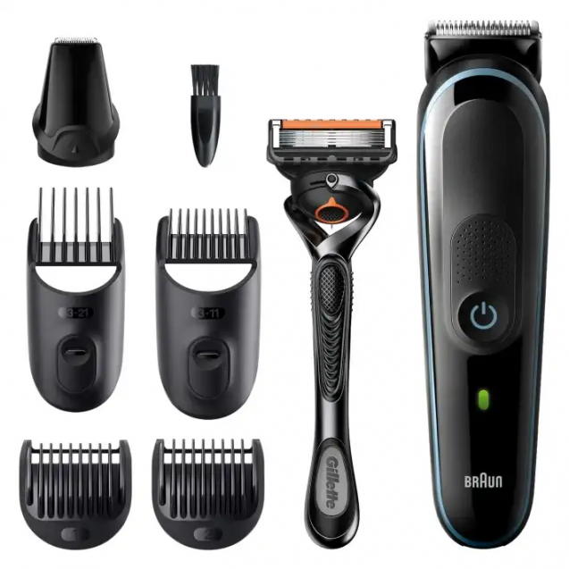 Braun All-in-one Trimmer 7-in-1 with Gillette ProGlide Razor, Black - MGK3345