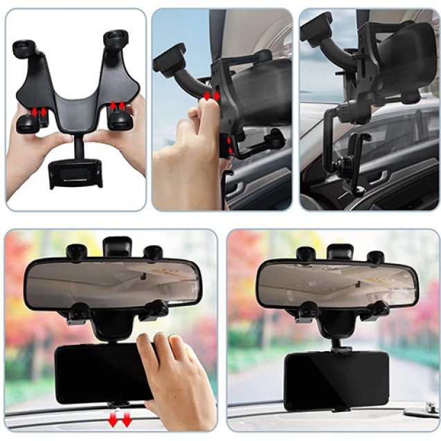 mobile holder in the car mirror, rotating 360 degrees