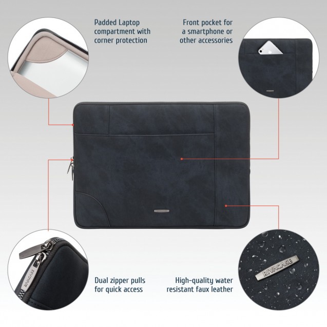 RIVACASE black Laptop sleeve 14