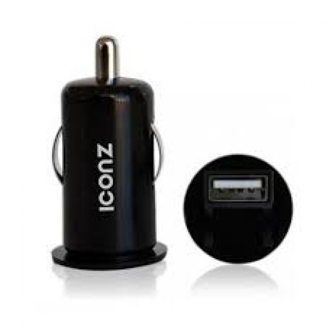 Iconz Single USB Car Charger Output 2.4A + MFI Lightning Cable Black