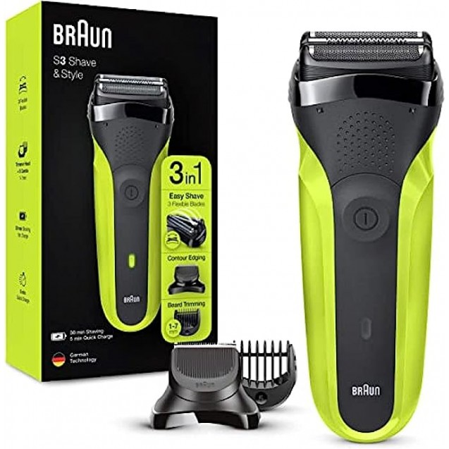 Braun Shaver 300BT Green Series Rotation Electric Shaver Trimmer, Black