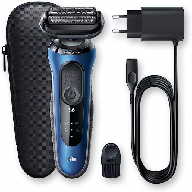 Braun Series 6 60-B1000s Wet & Dry Shaver with Travel Case, Blue