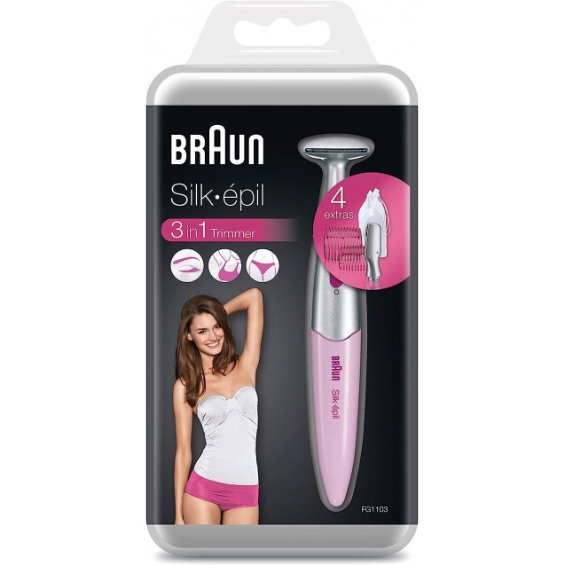 Braun Silk epil FG1103 Bikini Styler 3 in 1 Trimmer with 4 Extras - Pink