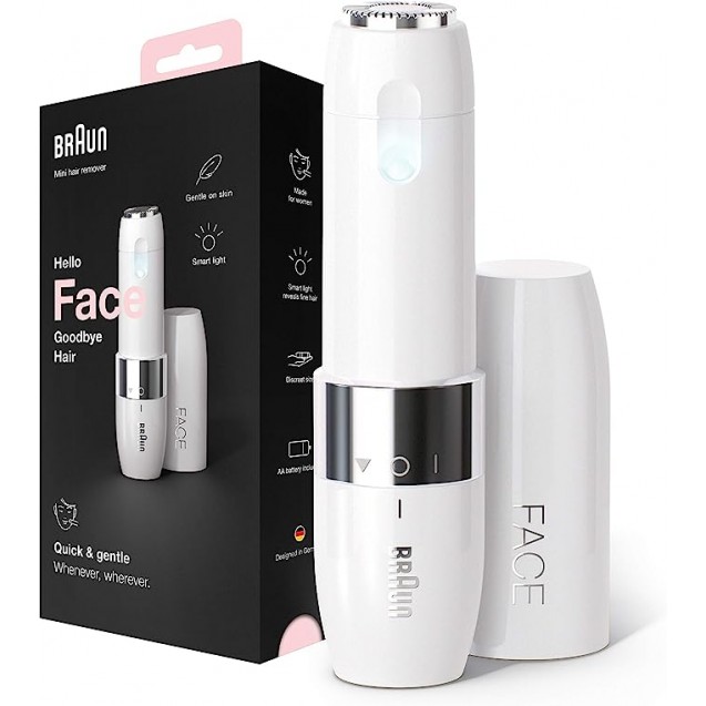 Braun Face Mini Hair Remover FS1000 With Smartlight - White-Small