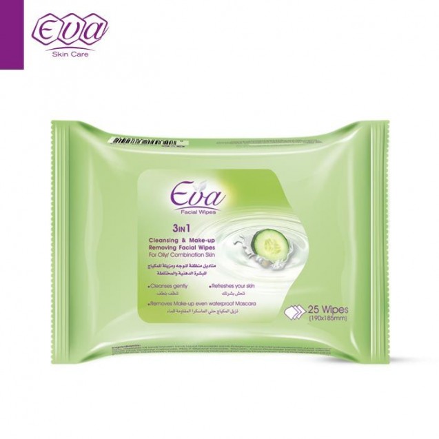 Cleansing  Facial Wipes With Yoghurt And Cucumber For Oily Combination Skin: 25 wipes per pack