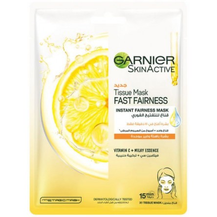 Garnier SkinActive Fast Bright Instant Brightening Tissue Mask with Vitamin C and Milky Essence, 28 gm