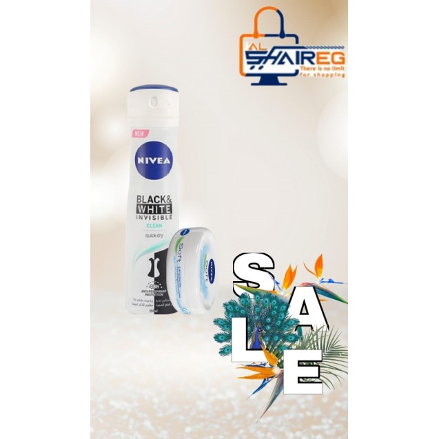 Nivea Black and white spray for women clean 150ml + 1pc soft cream 20ml