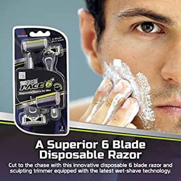 Dorco Men's Razor Black 6 Blades + 2 Refills