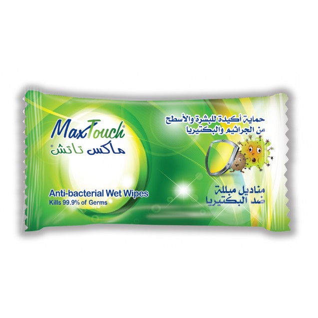 Max touch Anti-Bacterial Wet Wipes 15 Wipes