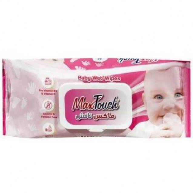 Max touch Baby wet wipes 120 wipes with plastic cap