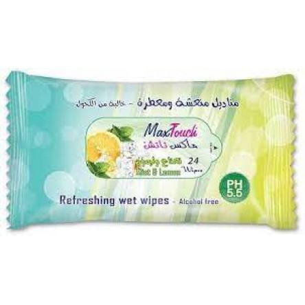 Max touch Wipes mint and lemon 24 wipes / paco