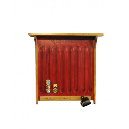 Wall-mounted coffee capsule holder made of beech wood and Russian bano