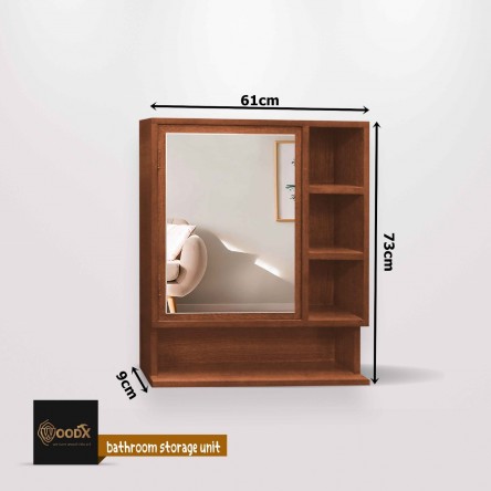 Handmade storage unit with bathroom mirror