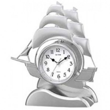 RHYTHM Analog Desk and Shelf Clock, Silver