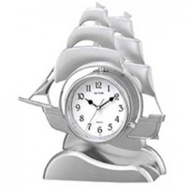 RHYTHM Analog Desk and Shelf Clock, Silver