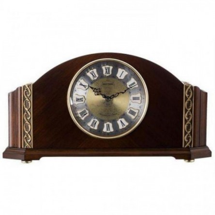 Rhythm Wooden Table Clock, Brown