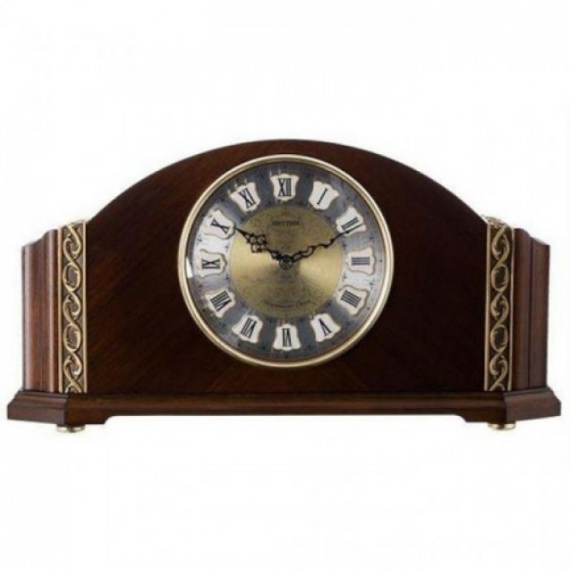 Rhythm Wooden Table Clock, Brown