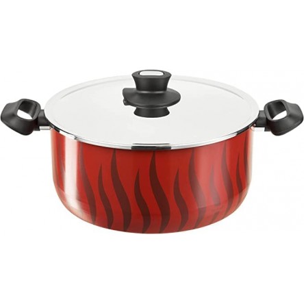 Tefal Tempo Flame Stewpot With Handles, Size 26 cm, Red