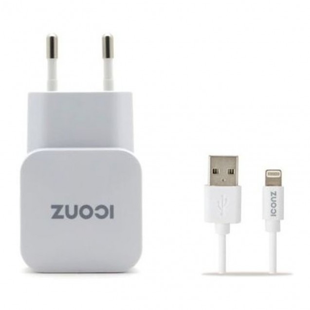 Iconz Wall Charger 1 output 2.4A + MFI Lightning Cable White