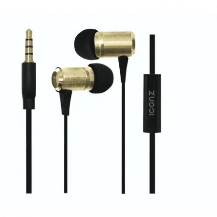 Iconz In-Ear Earphone Wired With Mic, Black Gold - IMW-HS03G 